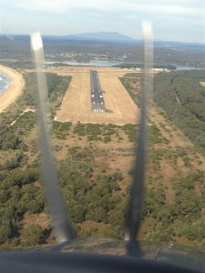 Calling in for some CTAF practice, we get a birds eye view in C182 OBF approaching Moruya.