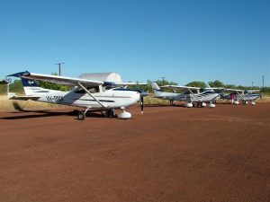 The Curtis fleet - always at home on the red dust. Their student safaris are a brilliant way of introducing student pilots to navigating, particularly across featureless terrain.