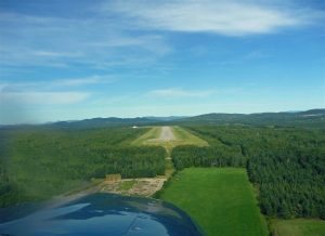 Landing at the picturesque airstrip of Charlevoix on the St Lawrence River