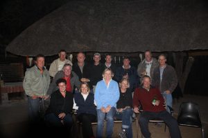 Whole crew - African Aero Safari - final night, Grundy's Lodge, Botswana.