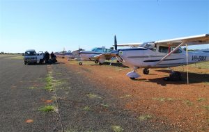 Plenty of parking at the Louth airstrip. No fuel, but Avgas available at nearby Bourke.