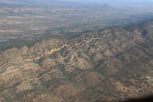 Approaching the eastern side of the Flinders Ranges of South Australia.